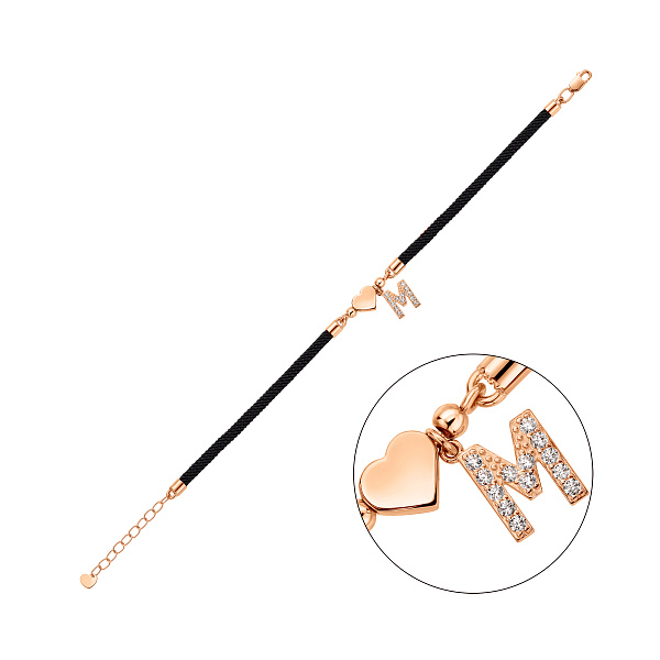 Браслет на нитці з золотими вставками (арт. 340136ч) – зображення 1