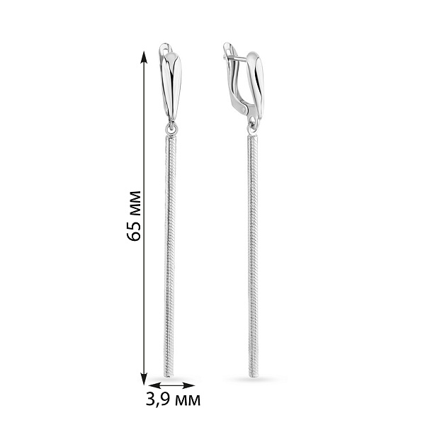 Сережки-подвески из белого золота (арт. 108103б) – изображение 2