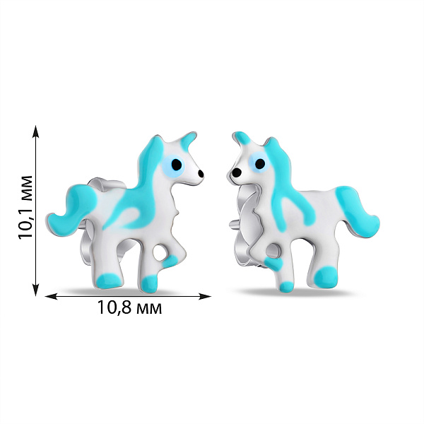 Серьги-пусеты из серебра Единорог (арт. 7518/6808ебг) – изображение 2