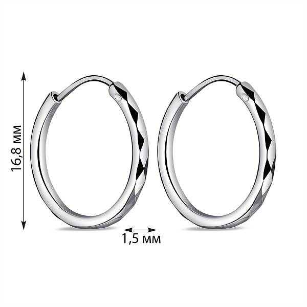 Серебряные серьги-кольца без камней (арт. 7502/3947/15) – изображение 2