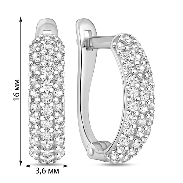 Серьги из белого золота с дорожкой из фианитов (арт. 110228б) – изображение 4