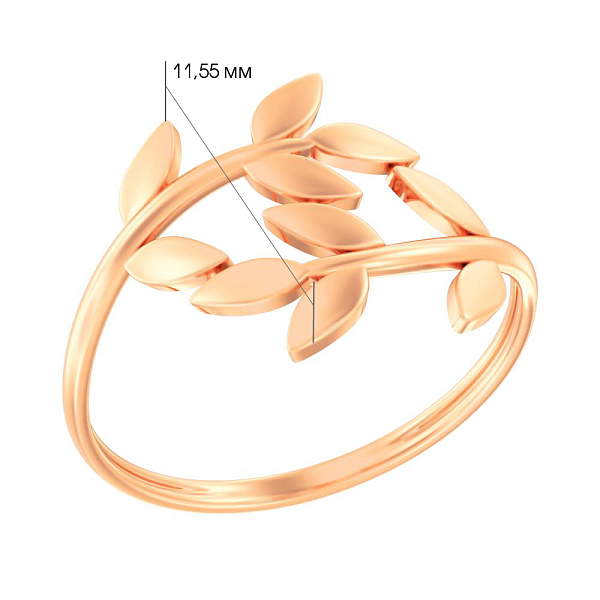 Кольцо из красного золота "Ветка" без камней (арт. 140918) – изображение 5