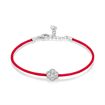 Браслет из шелковой нити с серебряными вставками (арт. 7309/3349/8к)