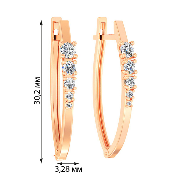 Золотые серьги с фианитами (арт. 110559) – изображение 3