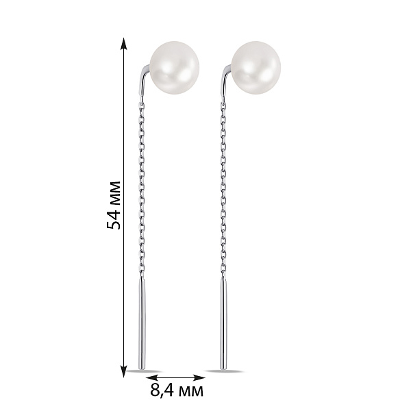 Серебряные серьги-протяжки с жемчугом (арт. 7502/576жбсю) – изображение 2