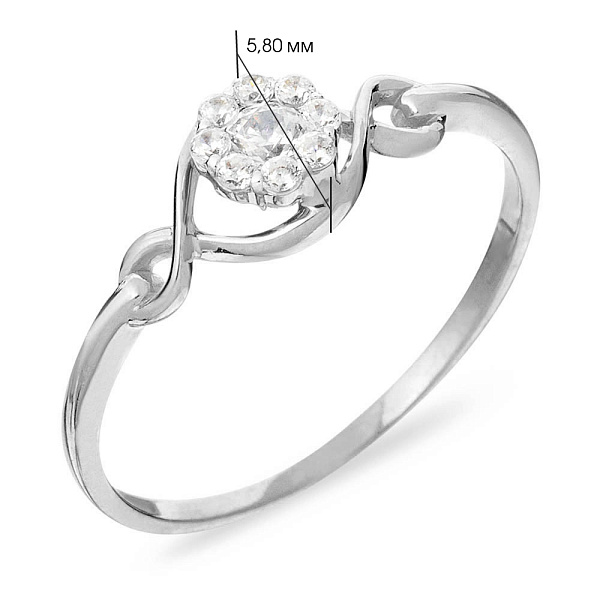 Кольцо из белого золота с фианитами (арт. 140630б) – изображение 3