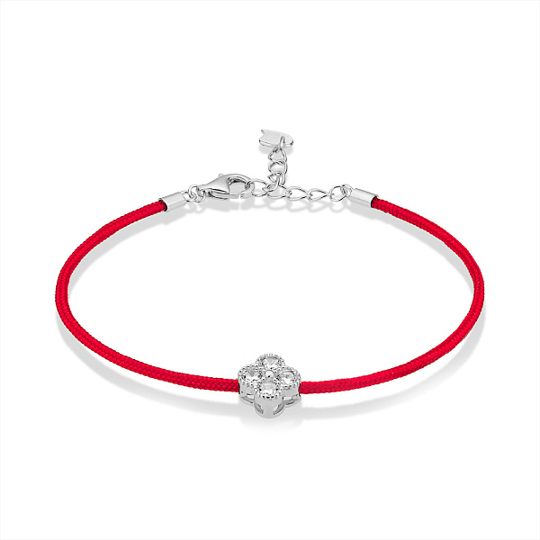 Браслет из шелковой нити с серебряными вставками (арт. 7309/3349/8к) – изображение 1