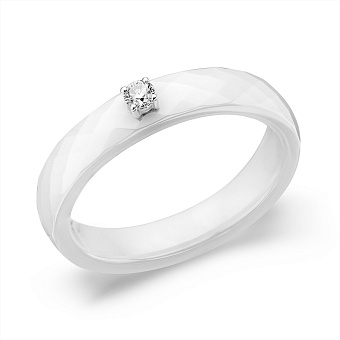 Кольцо из керамики и золота с бриллиантом (арт. К011768005бба)