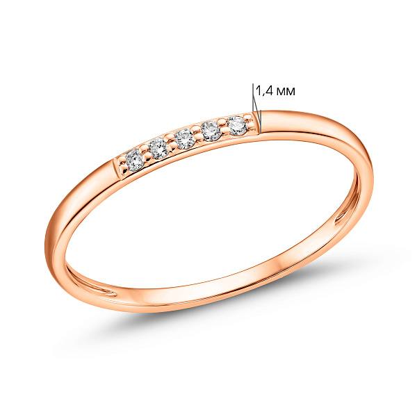Кольцо из красного золота с бриллиантами (арт. К011710005) – изображение 2