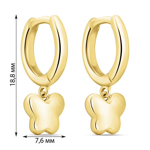 Срібні сережки-кільця з жовтим родіюванням (арт. 7502/9422ж) – зображення 2
