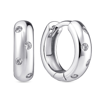 Серебряные серьги-конго с россыпью фианитов (арт. 7502/10039/10)