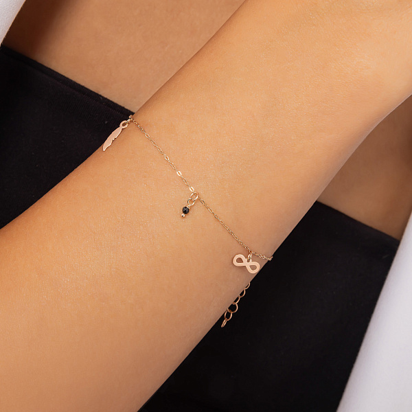 Золотий браслет з підвісками і фіанітами (арт. 326971ч) – зображення 2