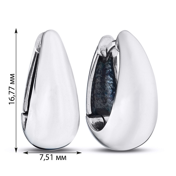 Серебряные серьги без камней (арт. 7902/2049) – изображение 2