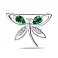 Серебряная брошь Стрекоза с изумрудами и фианитами (арт. 7505/581Измбп) – изображение 1