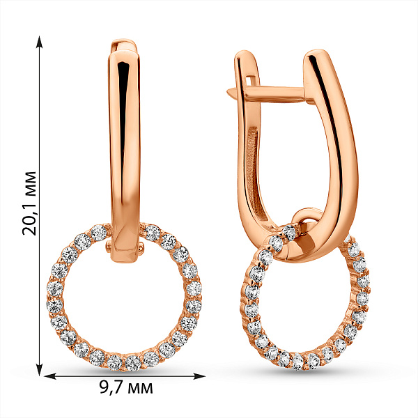 Серьги из красного золота с фианитами (арт. 2111736101) – изображение 4