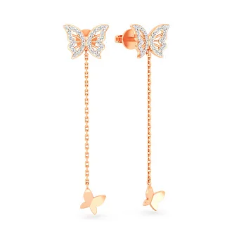 Золоті сережки Метелики з діамантами (арт. Т011765015)