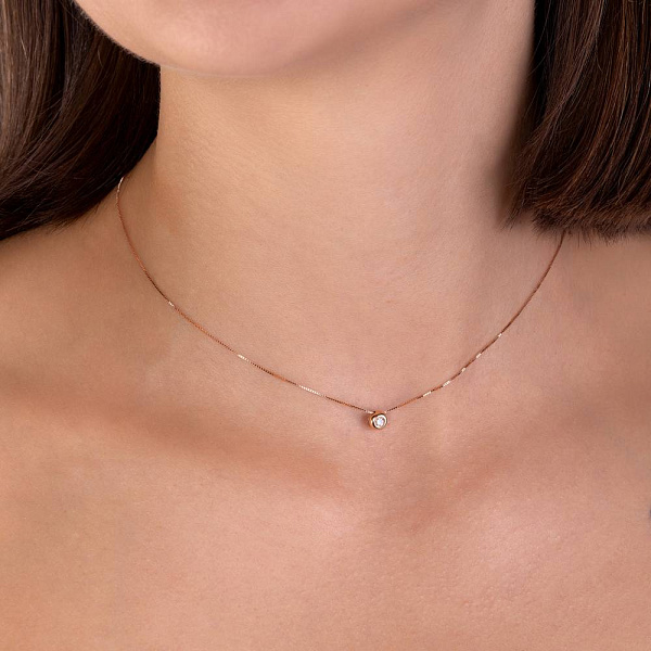 Кольє з червоного золота з діамантом (арт. Ц011225010/2) – зображення 3