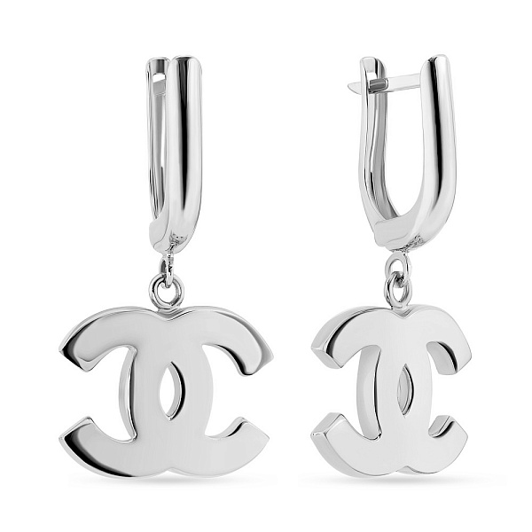 Серьги-подвески из белого золота (арт. 104168б) – изображение 1