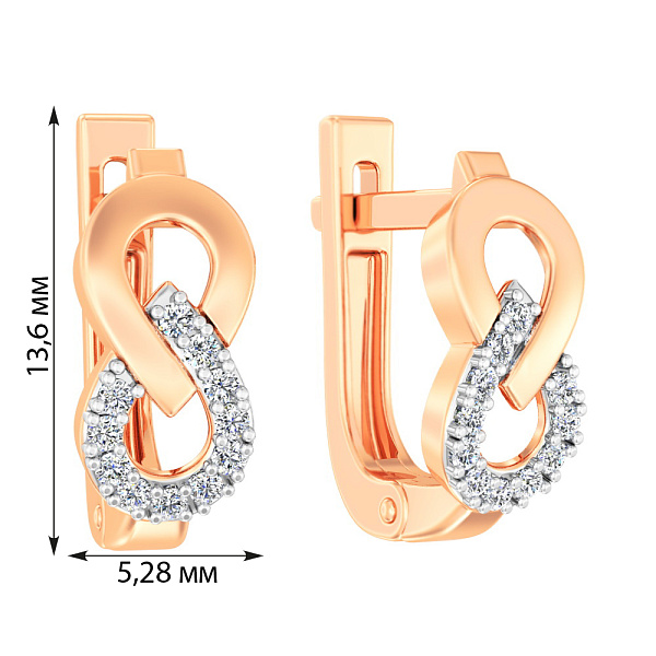 Золоті сережки «Нескінченність» з фіанітами (арт. 111115) – зображення 3