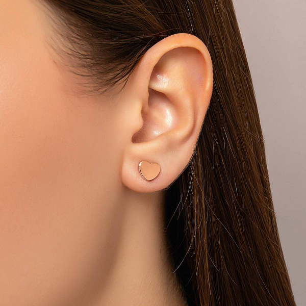 Золоті сережки-пусети «Сердечка» з фіанітами (арт. 111077) – зображення 5