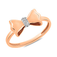 Золота каблучка Бантики з фіанітами (арт. 141322)