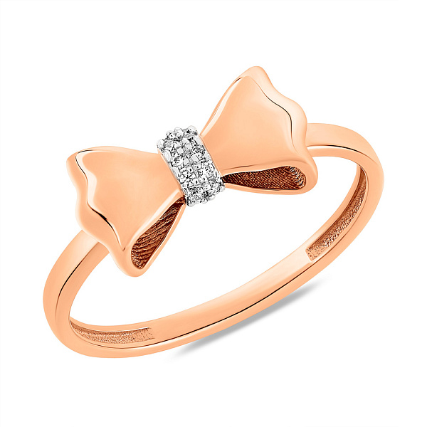 Золота каблучка Бантики з фіанітами (арт. 141322) – зображення 1