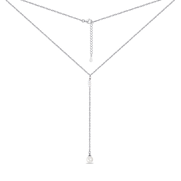 Кольє-краватка зі срібла з перлами (арт. 7507/1766жб) – зображення 2