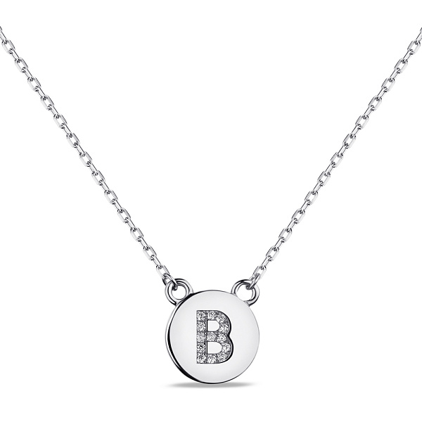 Срібне кольє Літера В з фіанітами (арт. 7507/2154) – зображення 1