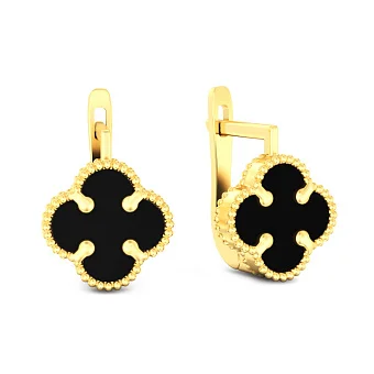 Золоті сережки з оніксом (арт. 110715/8жо)