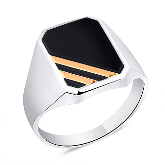 Фото Печатка зі срібла з оніксом (арт. 7206/586о)