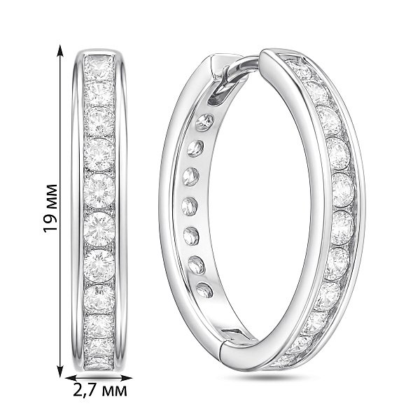 Серебряные серьги-кольца с фианитами (арт. 7502/202/20) – изображение 2