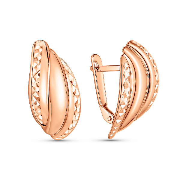 Серьги из красного золота с алмазной гранью (арт. 1092185/1) – изображение 1