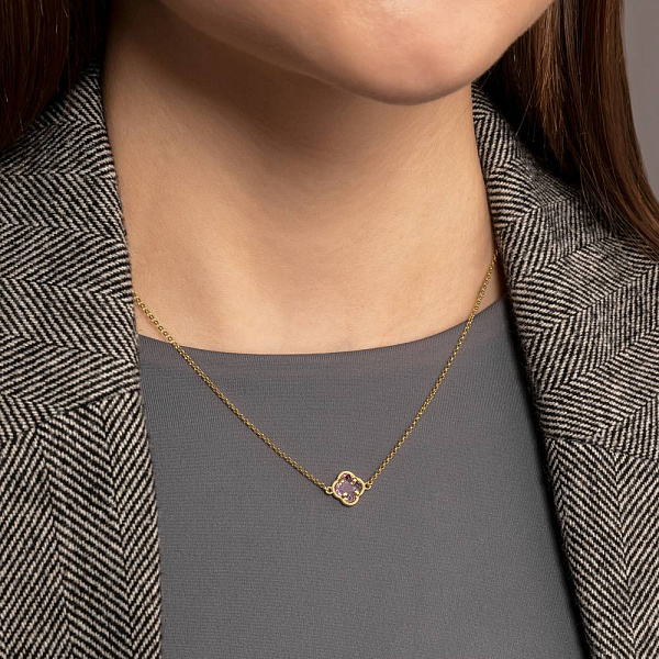 Колье из желтого золота с розовым фианитом (арт. 352947жр) – изображение 3