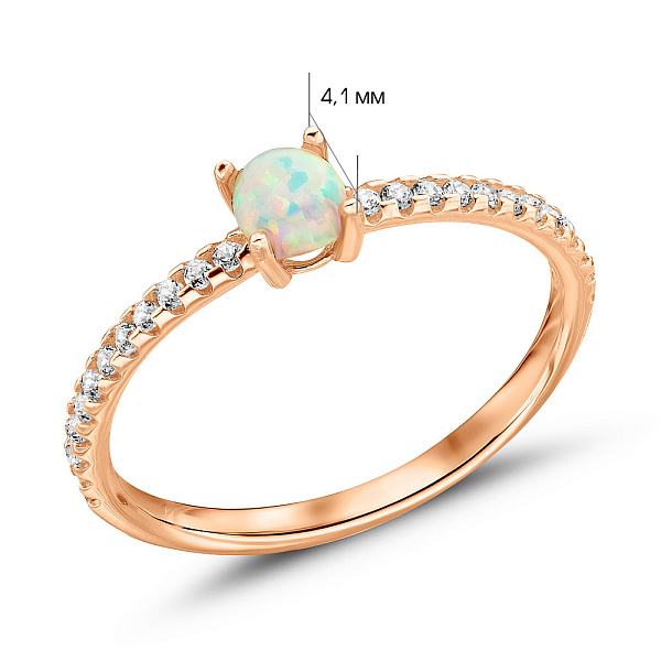 Кольцо из красного золота с опалом и фианитами (арт. 156206Поб) – изображение 4