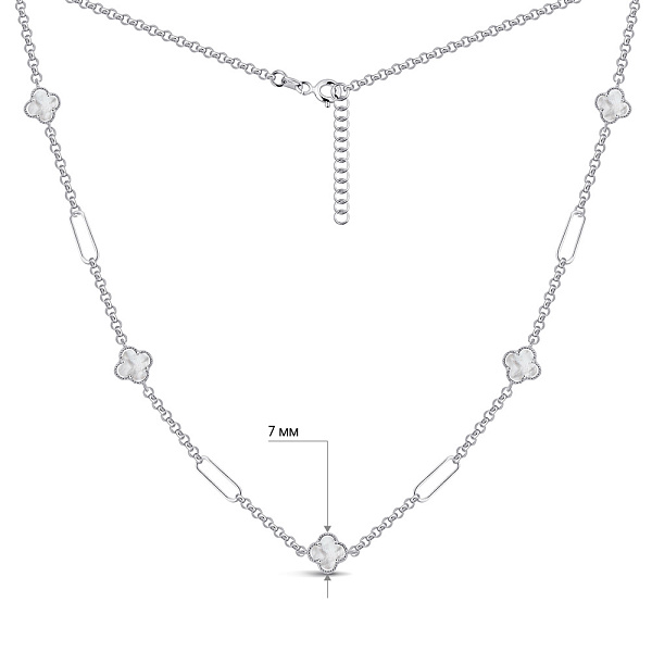Срібне кольє Конюшина з перламутром (арт. 7507/2328/7п) – зображення 3