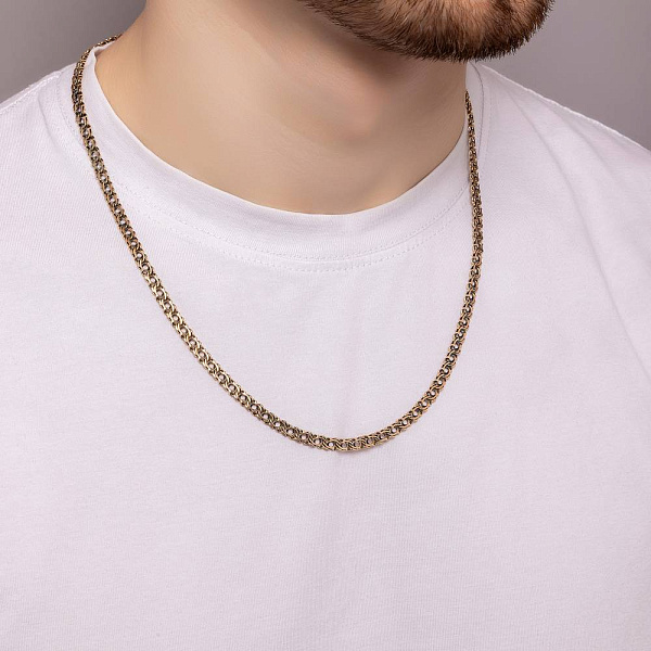 Ланцюжок з червоного золота плетіння Бісмарк козацький з чорнінням (арт. ц3020523ч) – зображення 2