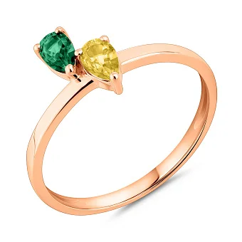 Золота каблучка з кварцом і цитрином (арт. 141234Пцз)