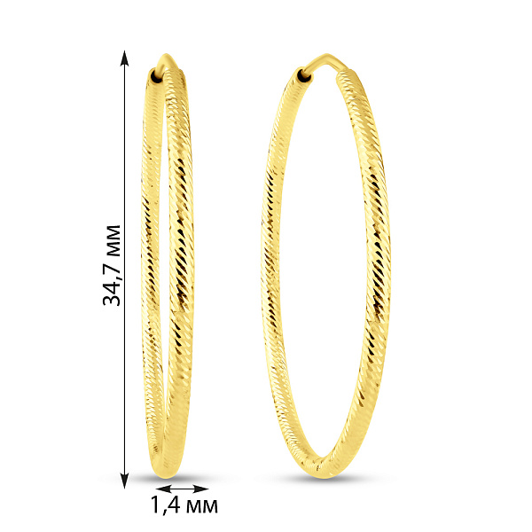 Золотые серьги-кольца без камней (арт. 122001/35ж) – изображение 4
