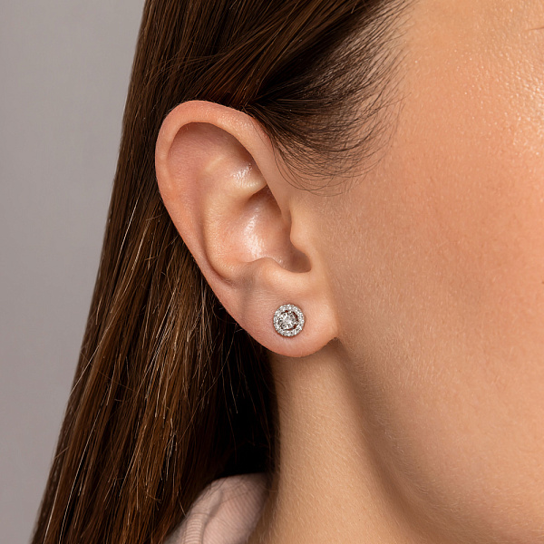 Золотые серьги пусеты с бриллиантами (арт. Т011718020б) – изображение 2