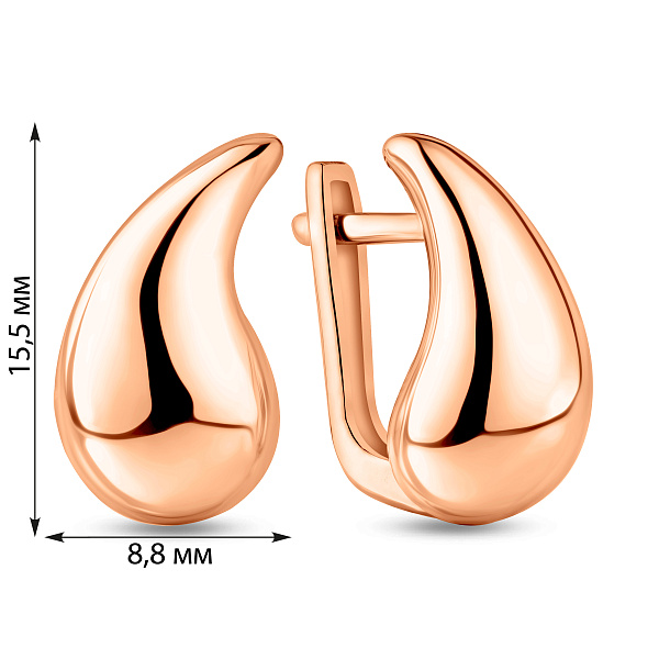 Серьги Капли из красного золота (арт. 1101212) – изображение 2