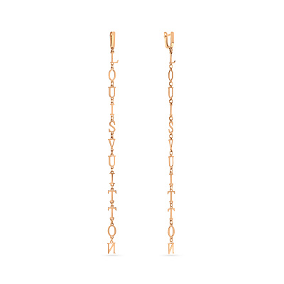 Довгі сережки-підвіски з червоного золота (арт. 104995)