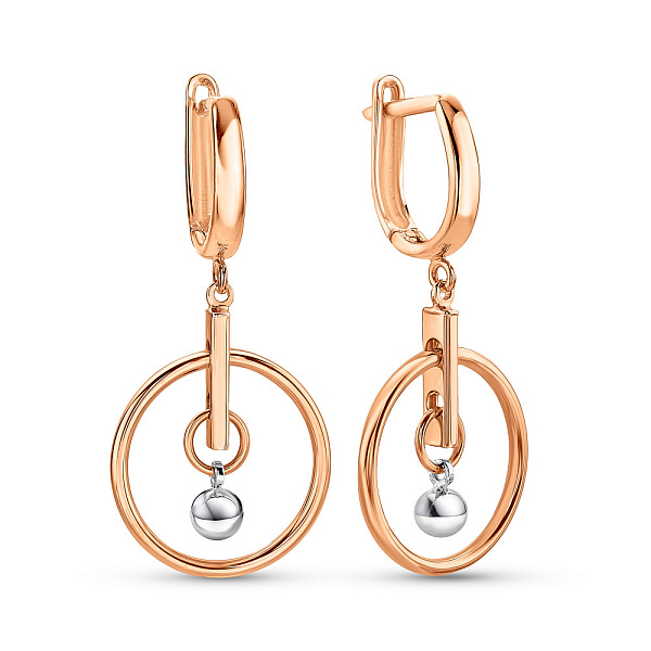 Серьги из красного и белого золота (арт. 109983кб) – изображение 1