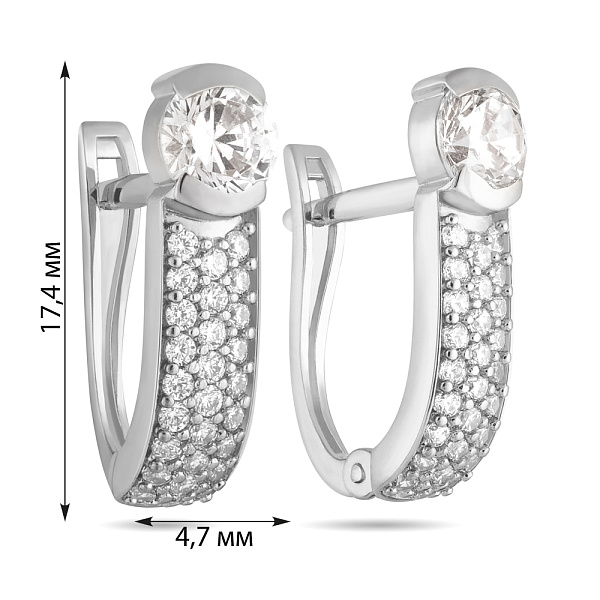 Сережки зі срібла з розсипом фіанітів  (арт. Х110139) – зображення 2