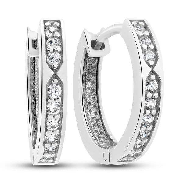 Сережки з білого золота з фіанітами (арт. 109869/15б) – зображення 1