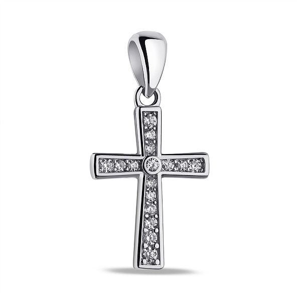 Срібний хрестик з фіанітами (арт. 7503/4014) – зображення 1