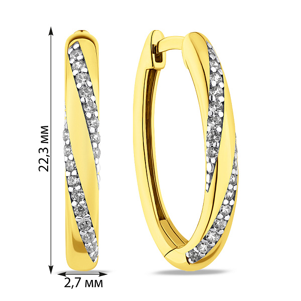 Золотые серьги кольца с фианитами (арт. 110331ж) – изображение 4