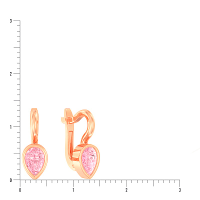 Детские золотые серьги с розовым фианитом (арт. 110499р)