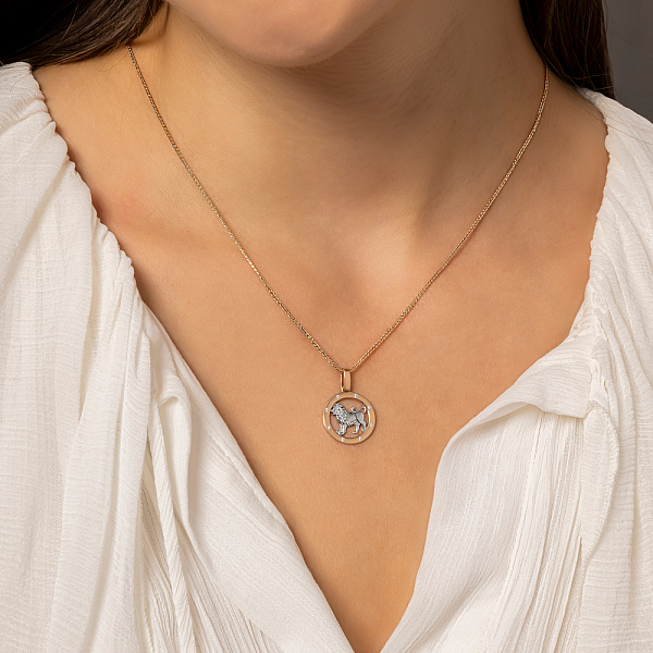 Золотой подвес "Лев" с фианитами (арт. 440668) – изображение 3