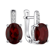 Фото Срібні сережки з гранатом та фіанітами (арт. 7502/2035176Г)