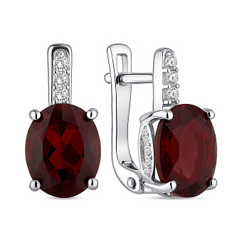 Срібні сережки з гранатом та фіанітами (арт. 7502/2035176Г)